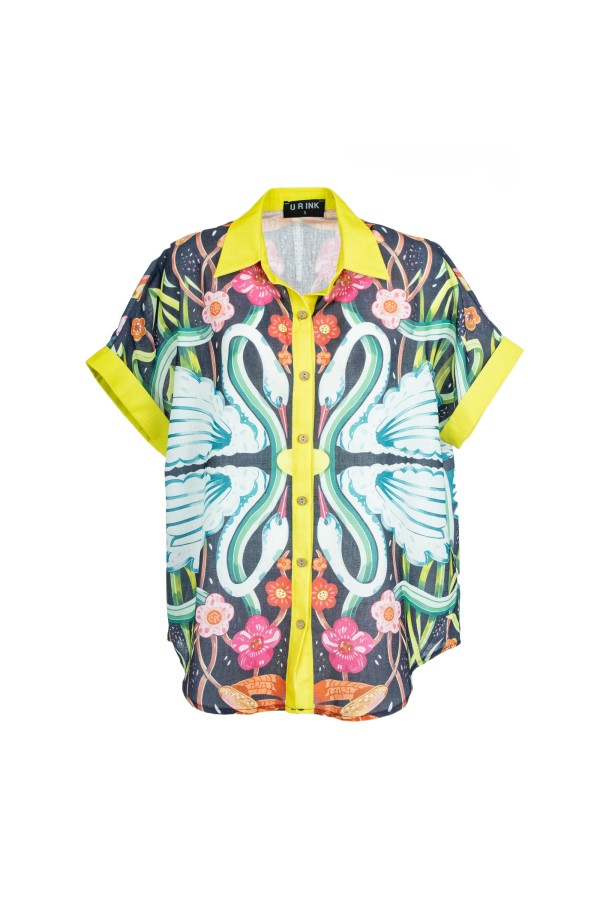 EL CARMEN CAMICIA NERO MULTICOLORE