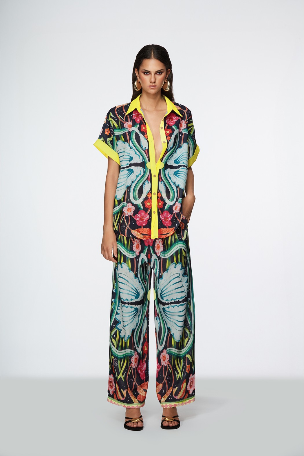 EL CARMEN PANTALONE NERO MULTICOLORE