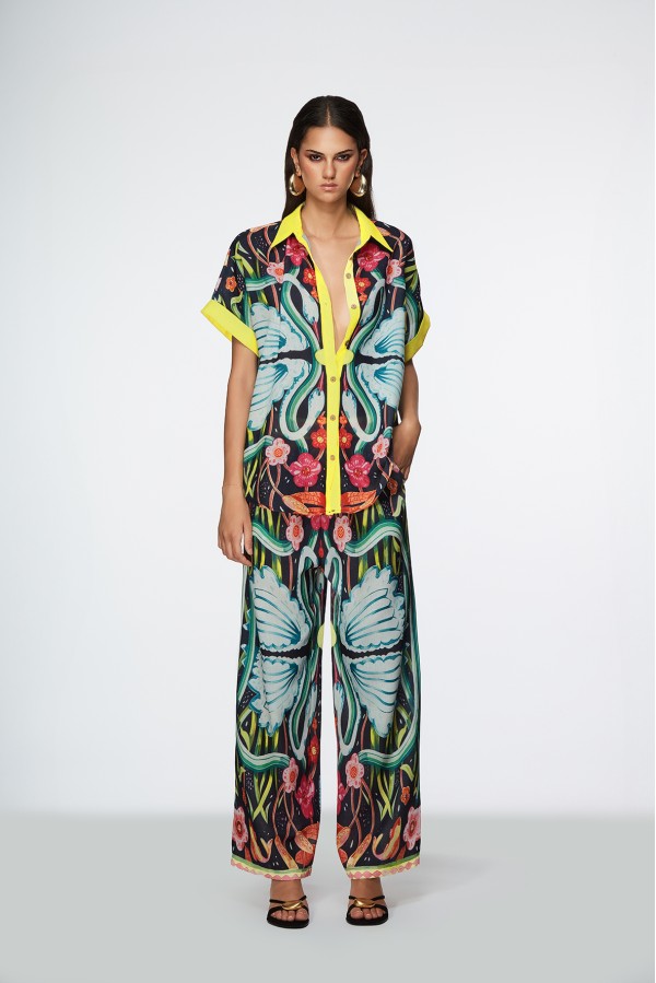 EL CARMEN PANTALONE NERO MULTICOLORE