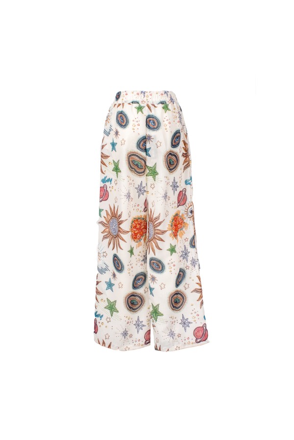 HONTOBA PANTALONE BIANCO MUTLICOLORE