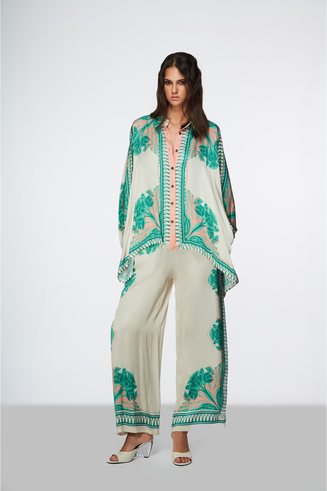 NOGOLI CAMICIA VERDE ACQUA ROSA