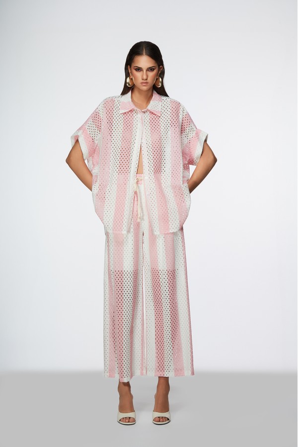 RIVAS PANTALONE ROSA BIANCO