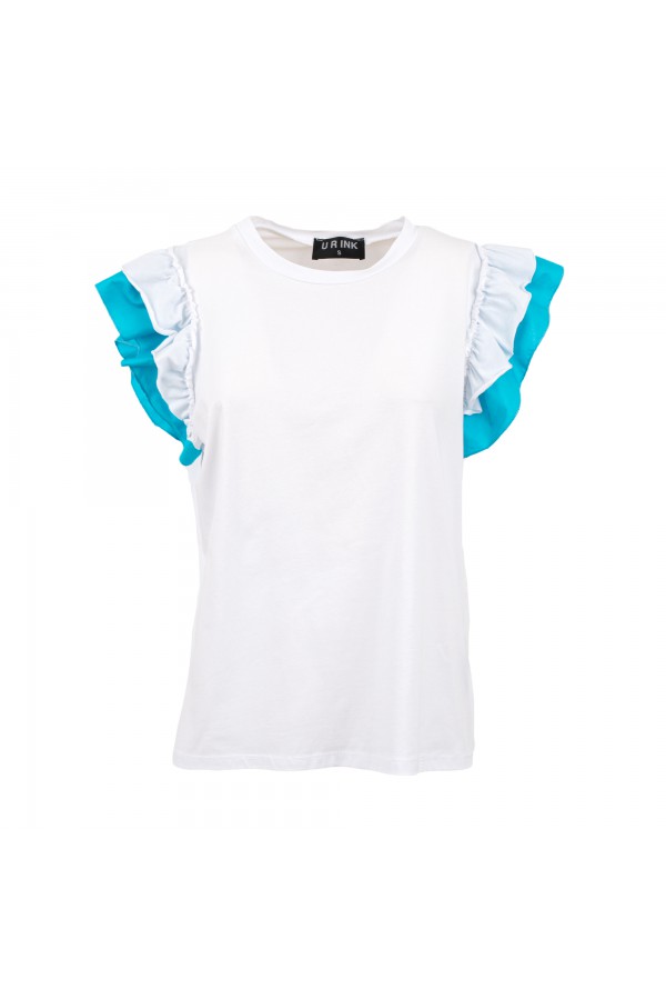 U R Ink SUECA004S30G T-SHIRT BIANCO-AZZURRO